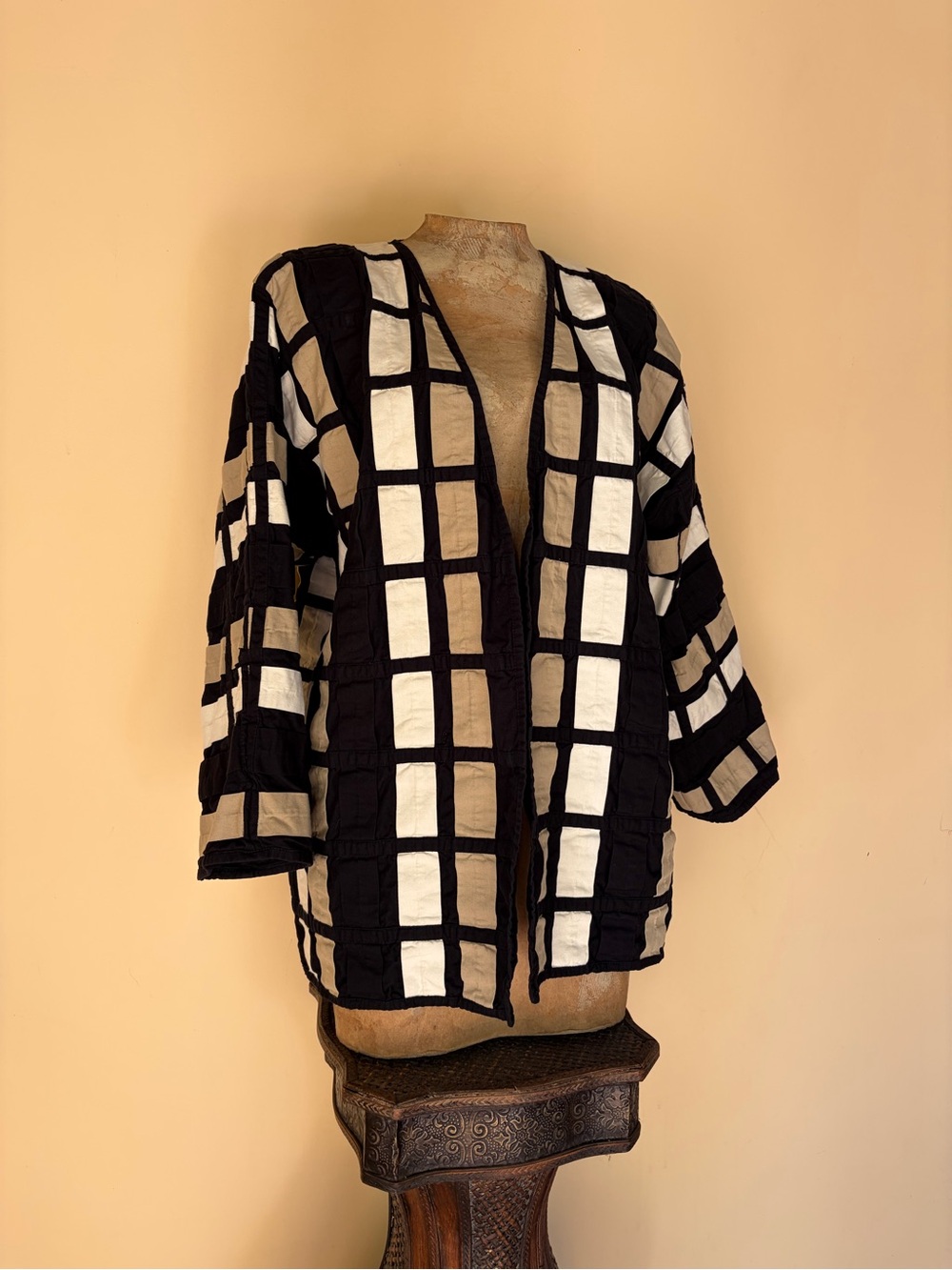 Vtg 90s Yak Magik Patchwork Oversized Kimono Jacket Boho Art To Wear